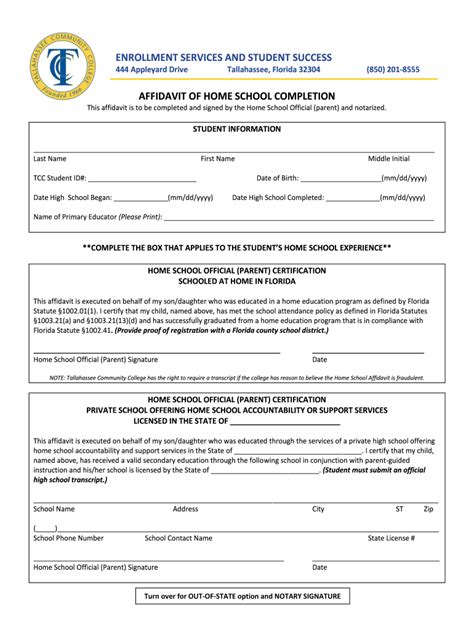 Affidavit Form For Homeschool