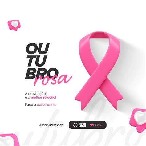 Modelo De Mídia Social Outubro Rosa Em Português Para Comemoração