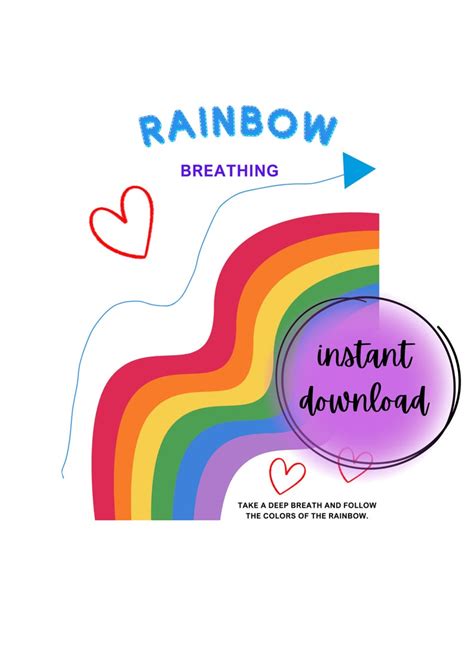 Curvy Rainbow Breathing Exercise Visual Aid for Calming for Children, Teens and Adults in Bright ...