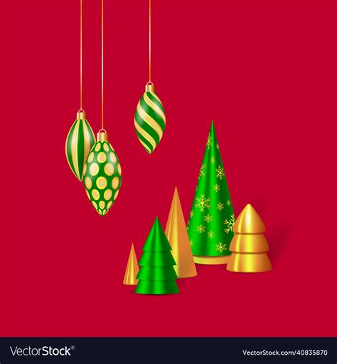 Christmas Trees And Ornaments Royalty Free Vector Image