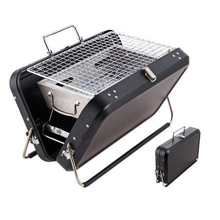 BBQ Charcoal Grill Stainless Steel Barbecue Foldable Black Portable ...