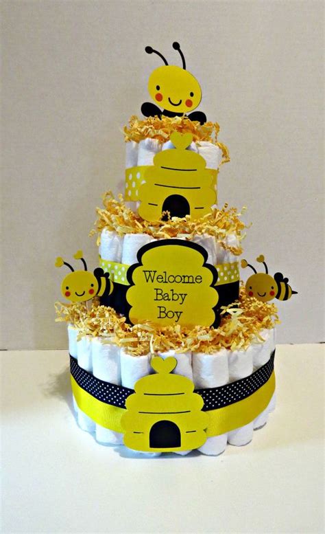 Bumble Bee 3 Tiered Diaper Cake Centerpieces For Baby Shower Etsy In