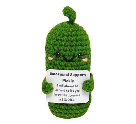 Emotional Support Pickle Cute Crochet Pickled Cucumber Etsy