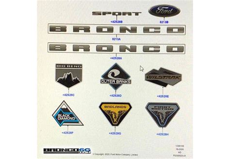 Bronco Trim Model Badge Logo Emblem Sticker Part Numbers Bronco6g