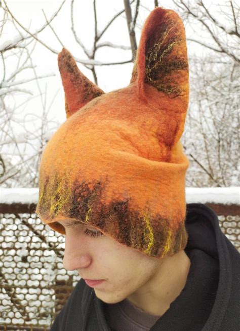 Felt Hat Fox Ears Beanie Hat Animal Design Baby Hat Winter Etsy