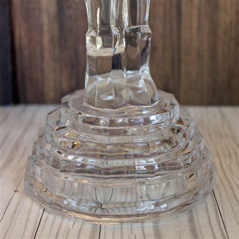 Vintage Clear Crystal Nutcracker Soldier Candlestick Set Of 2 Christmas Glass Candle Holder