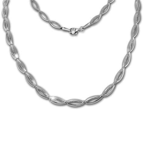 SilberDream Collier Oval Zirkonia weiß 925er Silber 44 5cm Halskette