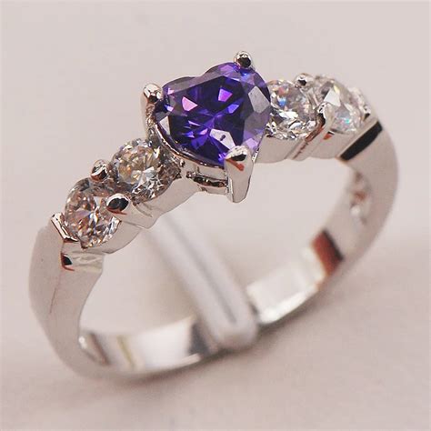 Purple Crystal Zircon Sterling Silver Ring Size F