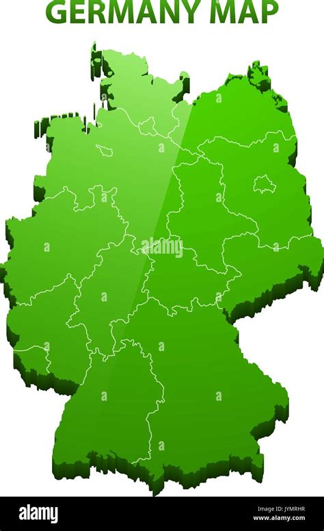 Highly detailed three dimensional map of Germany with regions border ...