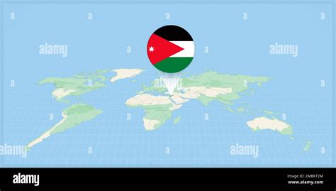 Location Of Jordan On The World Map Marked With Jordan Flag Pin