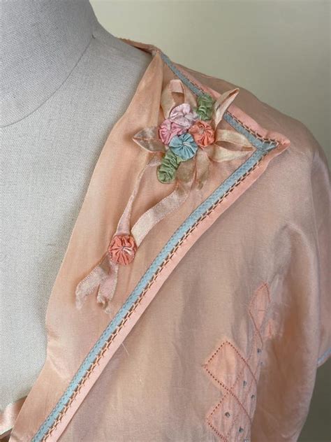 Vintage S S Peach Silk Lingerie Lounging Blou Gem