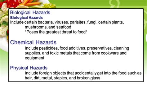 Contrast Compare Physical Chemical Biological Hazards Science