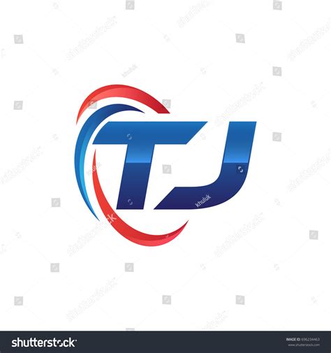 Initial Letter Logo Swoosh Red Blue Royalty Free Stock Vector