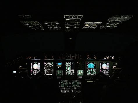 Premium Photo | Cockpit of airplane at night