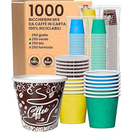 1000 Bicchierini in Carta per caffè 65ml bicchieri Ecologici