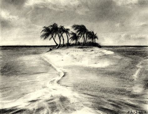 Beach Island Drawing By Pinsetter1991 On Deviantart Landscape Sketch