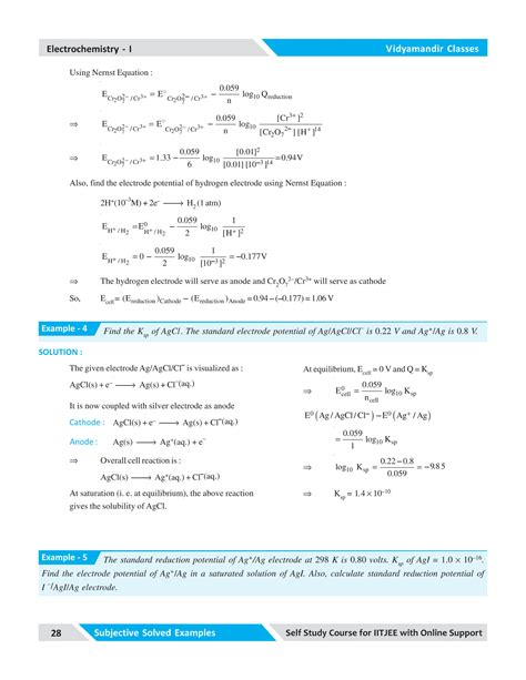 Solution Electrochemistry I Subjective Solved Examples Studypool