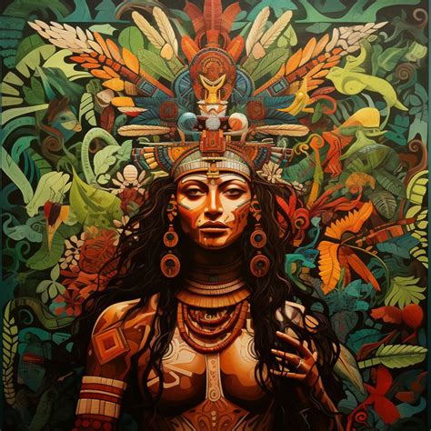 Aztec Goddess of Nature Aztec Wall Art Mythological Digital Art - Etsy