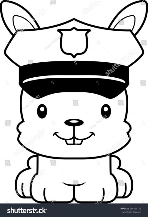 Cartoon Police Officer Bunny Smiling Stock Vector (Royalty Free ...