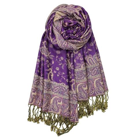 Purple Reversible Paisley Pashmina Us Wholesale Scarves