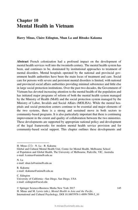 (PDF) Mental Health in Vietnam