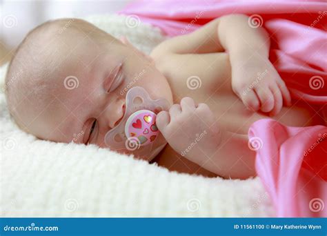 Sleeping Baby With Pacifier Stock Photo Image