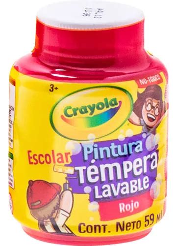 Pintura Escolar Tempera Lavable Marca Crayola 59ml Roja Meses sin interés