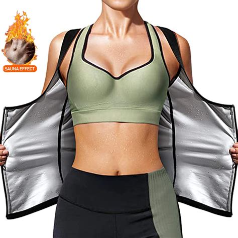 Women Sauna Sweat Vest Waist Trainer Corset Zipper Workout Tank Top Slim Body Shaper Weight Loss