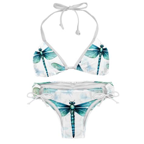 Dragonfly Detachable Sponge Adjustable Strap Bikini Set Swim Wear 2 Pack Beach Swimsuit