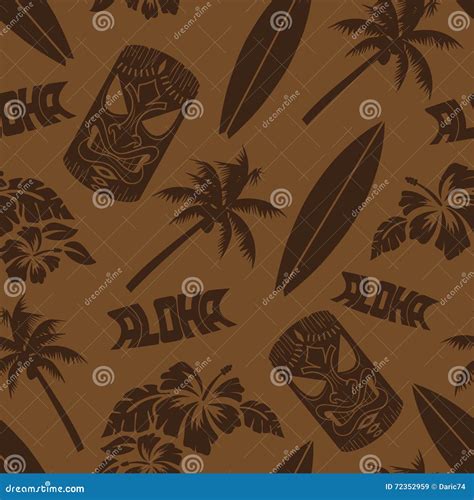 Seamless Luau Tiki Aloha Surf Pattern Stock Illustration Illustration Of Aloha Dragged 72352959