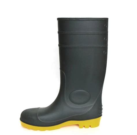 Armor Black Pvc Safety Gumboots With Steel Toe Caps Safety Work Shoes