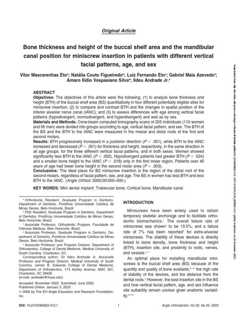 Bone Thickness and Height of The Buccal Shelf Area and The Mandibular | PDF