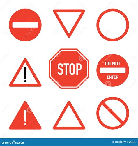 Set of Road Stop Signs, Flat Vector Illustration Isolated Stock Vector - Illustration of ...