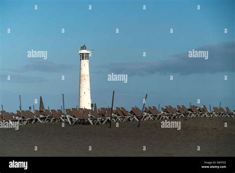 Leuchtturm Von Morro Jable Oder Faro De Morro Jable Am Strand Playa Del