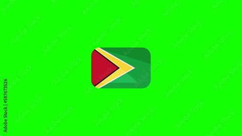 Animated Guyana flag icon design in flat icon style on Green screen ...