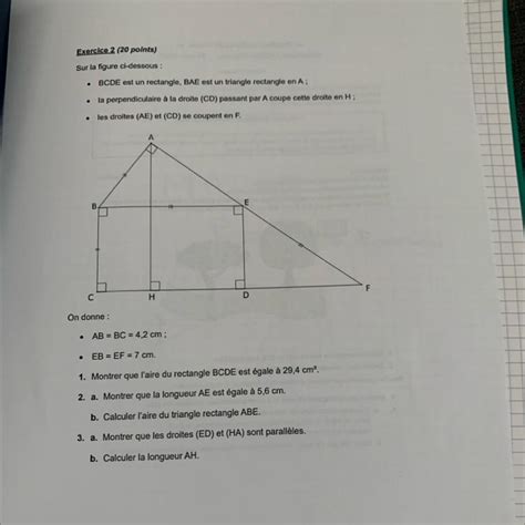 Bonjour Pouvez Vous Maider Pour Un Pour Un Exercice De Math Type