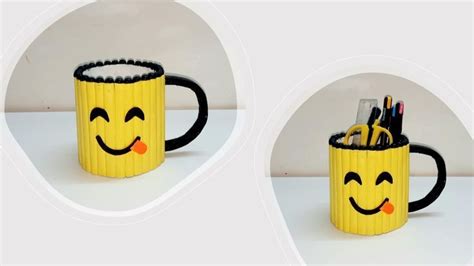 How To Make Emoji Pen Stand Paper Pen Holder Pen Stand Best Out Of