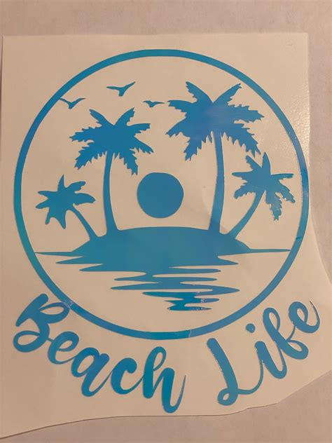 Beach Life Palm Tree Decal Sticker Car Decal Tumbler Decal Etsy