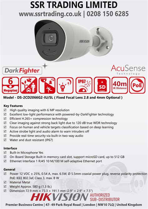 Hikvision 6mp Acusense Darkfighter Ip Poe Bullet Camera With 4mm Fixed