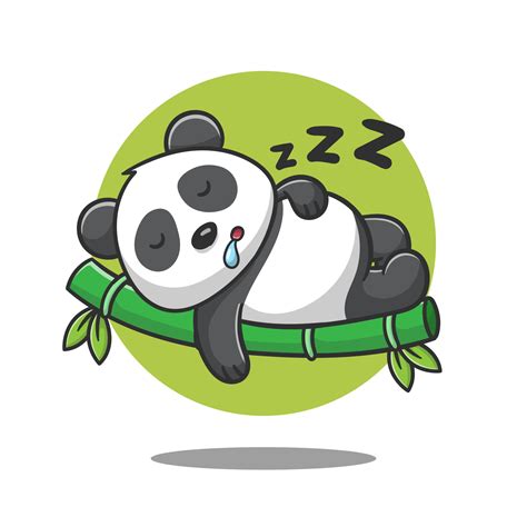 Illustration Of Cute Cartoon Panda Sleep On Bamboo Vector Design