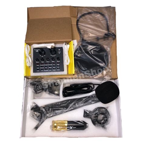 BM 800 MICROPHONE CONDENSER COMPLETE SET WITH V8 SOUNDCARD Shopee