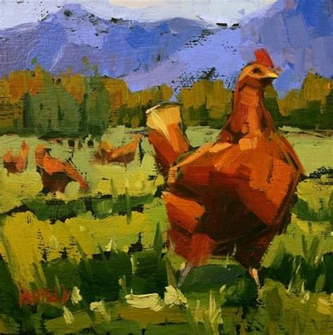 Daily Paintworks Columbia Gorge Chickens Original Fine Art For