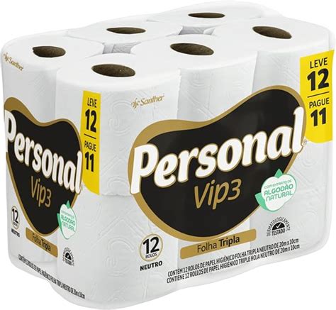 Personal Papel Higiênico Vip Folha Tripla 12 Rolos De 20M em