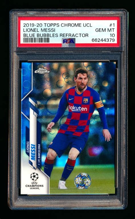 Lionel Messi 2019 Topps Chrome UEFA Champions League 1 Blue Bubbles