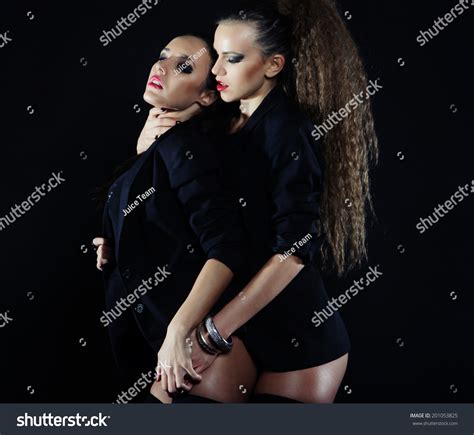 Two Sexy Dancing Woman Black Lingerie Stock Photo Shutterstock