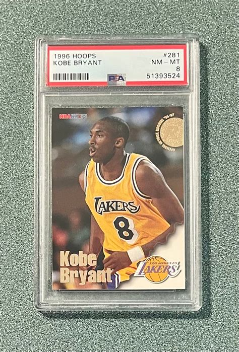 1996 97 Hoops Kobe Bryant Rookie RC 281 PSA 8 Los Angeles Lakers Etsy