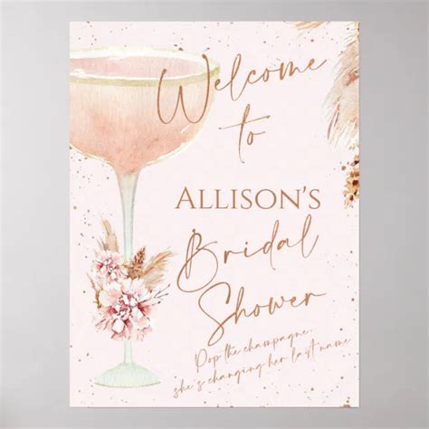 Boho Rose Gold Message Bridal Shower Welcome Poster Zazzle