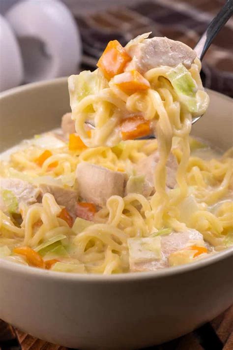 Creamy Chicken Ramen Soup Easy Meal Recipe Dinner Lunch Party Food