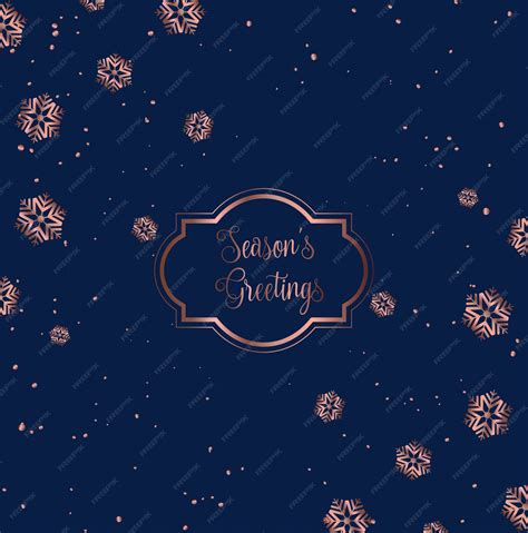 Free Vector Rose Gold And Blue Christmas Card Design