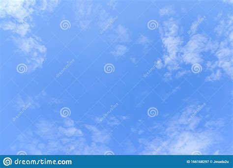 Soft Blue Sky Background With White Fluffy Cloudscape Nature Background